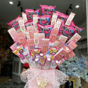 BÓ HOA KẸO TRẺ EM – TONE HỒNG